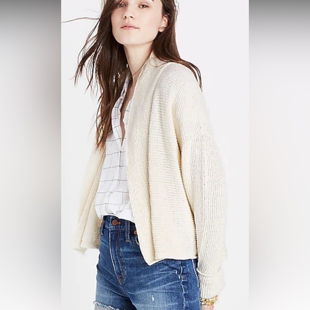 Madewell Sz Lg Shawl-Collar Crop Cardigan Sweater